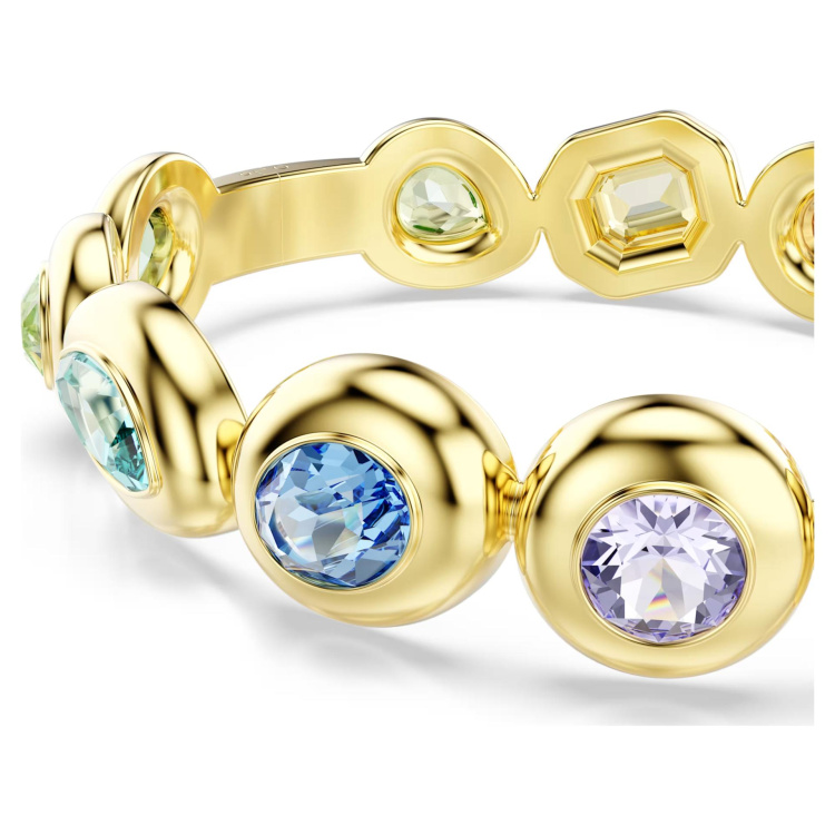 Gema cuff Oversized crystals, Mixed cuts, Multicolored, Gold-tone plated